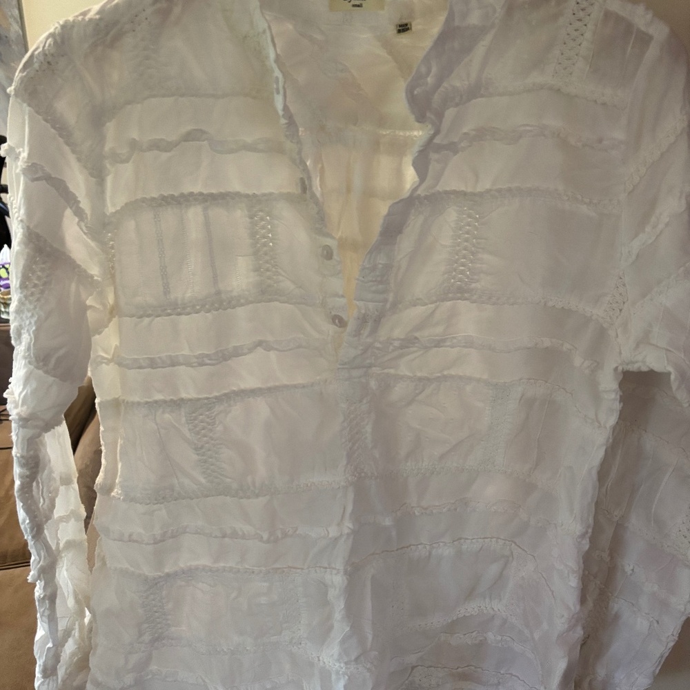 SUNDANCE 100% cotton white blouse